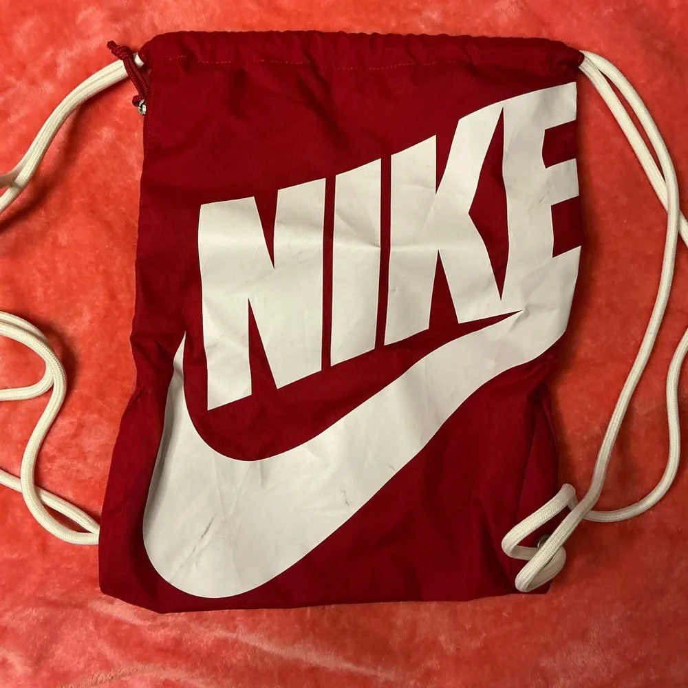 Nike Crimson and White Drawstring Backpack
